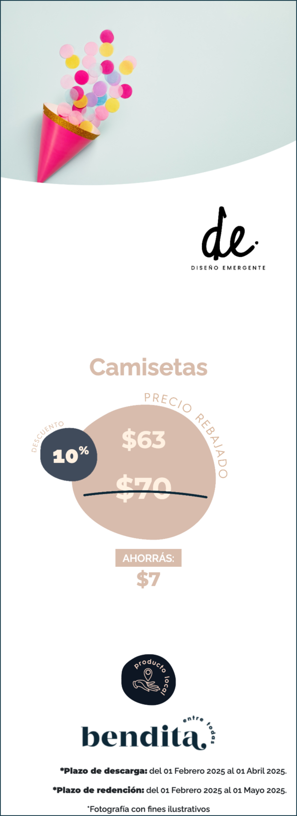 Diseño Emergente: 10% de descuento en camisetas.