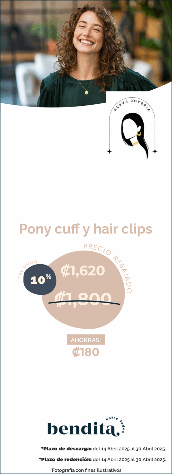 Reeva Joyeria CR: 10% off en pony cuff y hair clips